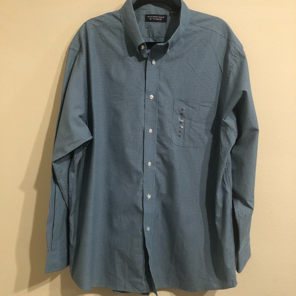 Mens blue striped button up longsleeve shirt